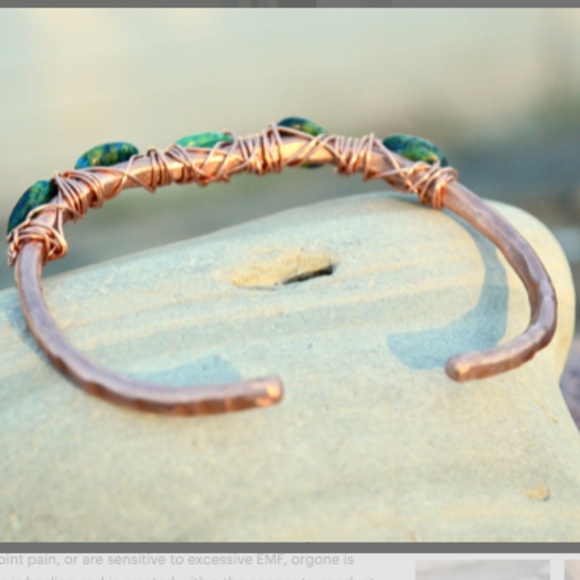 Chrysocolla Copper Bangle Cuff Bracelet Gemstone - Picture 3 of 5